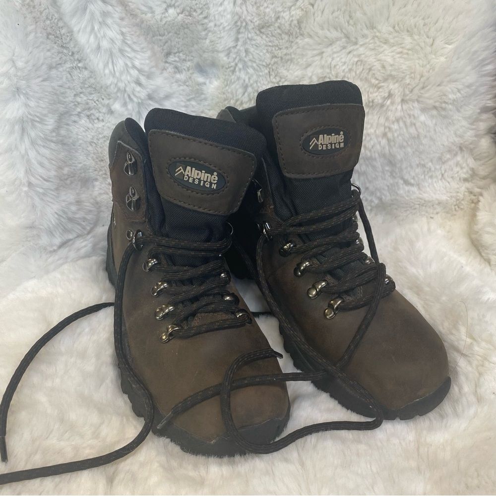 Alpine Design Grand woman brown leather waterproof hiking boots 6.5 - Picture 3 of 14